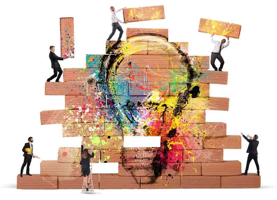 collaborative culture with puzzle pieces of a light bulb