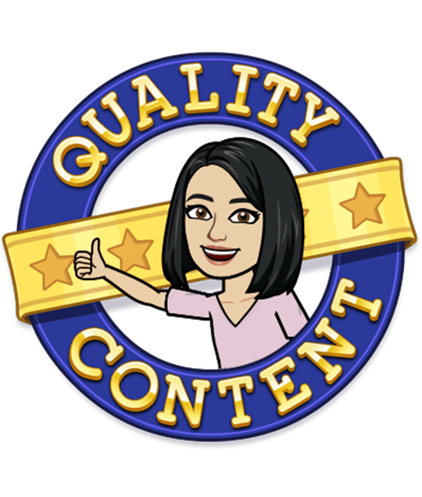 Quality Content seal of approval, bitmoji giving a thumbs-up
