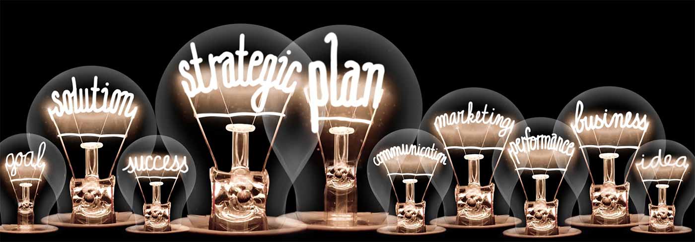 edison bulbs with integrated marketing topics inside